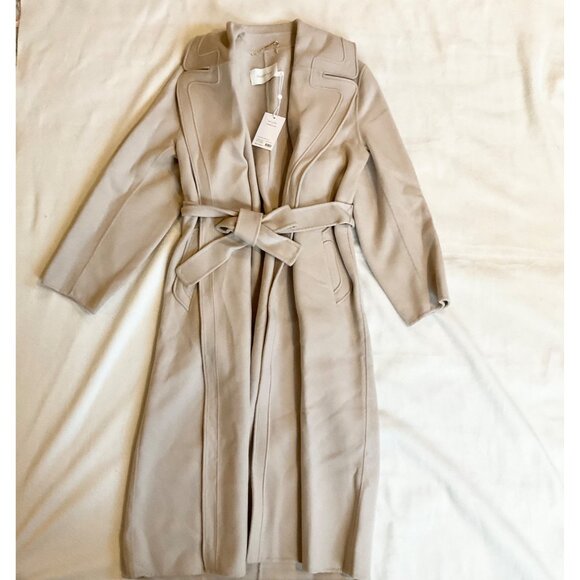 NWT ZIMMERMANN wonderland barrel coat 70%wool  long beige AU2 bust46 - Picture 3 of 8